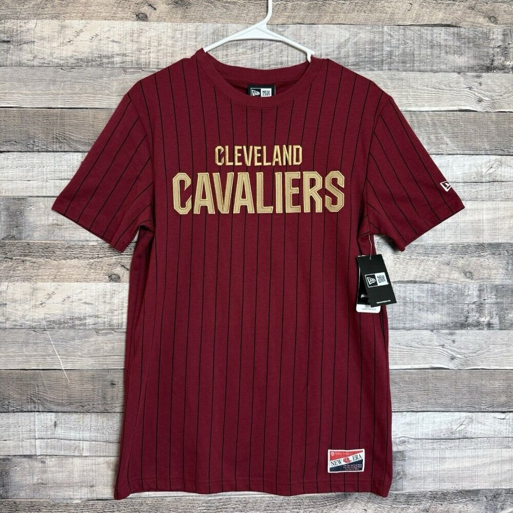 New Era Cleveland Cavaliers Maroon Throwback Pinstripe Embroidered Shirt S NEW